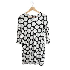 Gudrun Sjoden Black Ivory Circle Polka Dot Organic Cotton Shift Dress Small